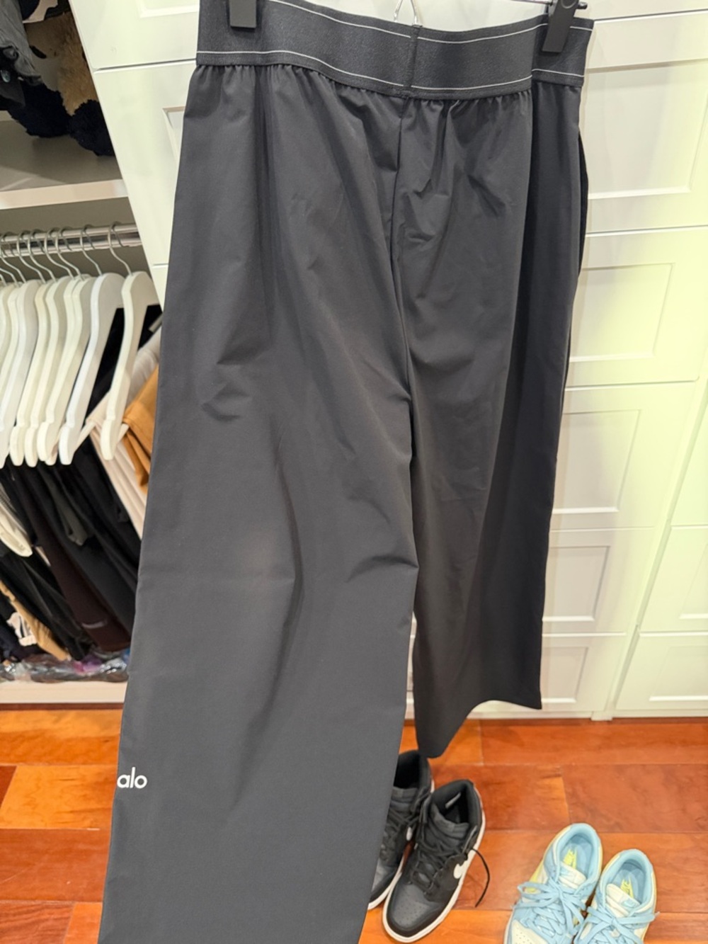 ALO Yoga Black Track Joggers with Branded Elastic Waistband - Picture 6 of 7